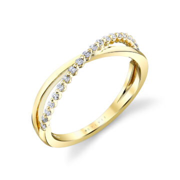 White Gold Round Diamond Crossover Wedding Band