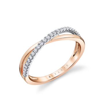 White Gold Two Tone Modern Crossover Wedding Band