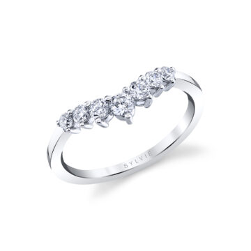 White Gold Curved Diamond Wedding Ring