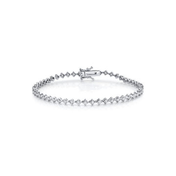 White Gold Four Prong Offset Diamond Bracelet 1.55 CT