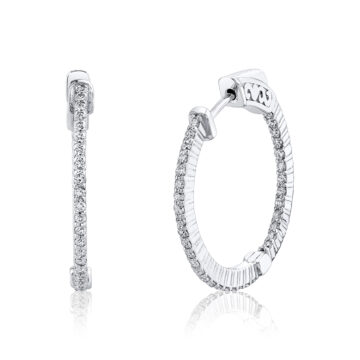 shared prong diamond hoop earring