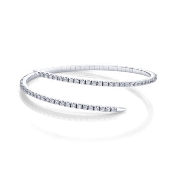 White Gold Free Form Diamond Bangle