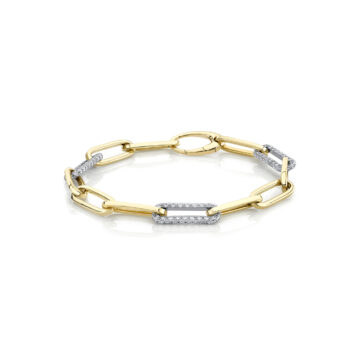 White Gold Two Tone Paperclip Bracelet 1.50 CT