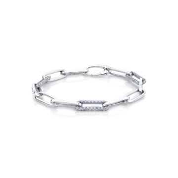 White Gold Two Tone Paperclip Bracelet 1.50 CT