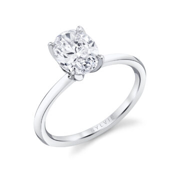 white gold solitaire diamond petal prong engagement ring