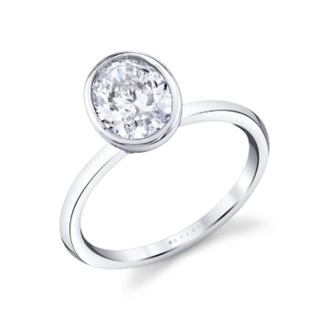 White Gold Oval Cut Bezel Set Engagement Ring - Cliodhna