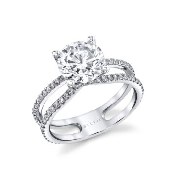 Round Cut Split Shank Engagement Ring - Daniella