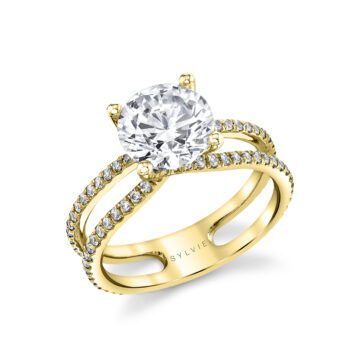 White Gold Round Cut Split Shank Engagement Ring - Daniella