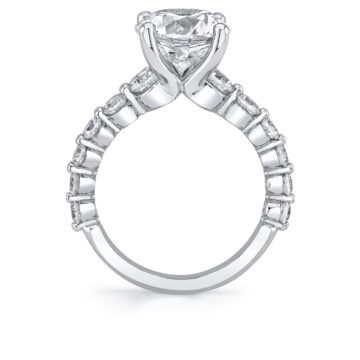 White Gold Round Cut Single Prong Diamond Engagement Ring - Cleo