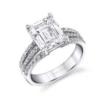 Emerald Cut Split Shank Engagement Ring - Florencia