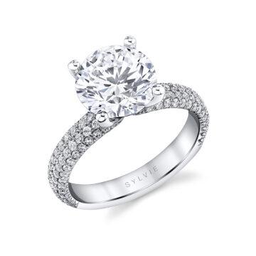 Round Cut Micro Pave Engagement Ring - Ursula