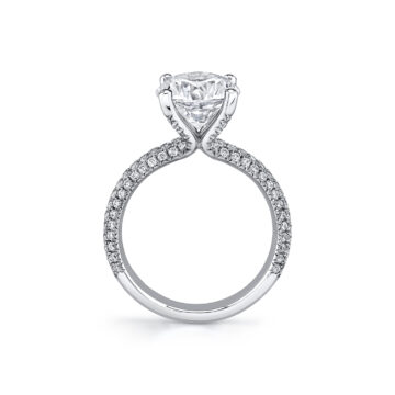 White Gold Round Cut Micro Pave Engagement Ring - Ursula