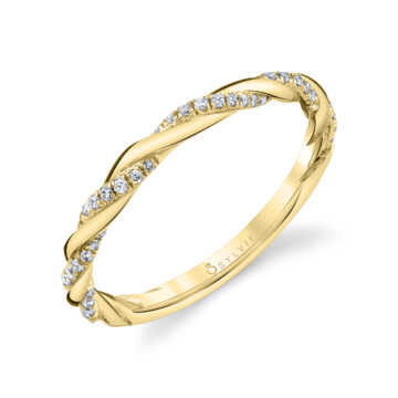 White Gold Spiral Diamond Wedding Band - Jolie