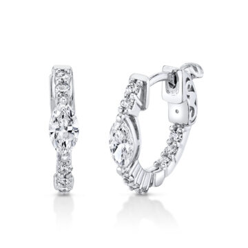 White Gold Marquise Diamond Hoop Earrings