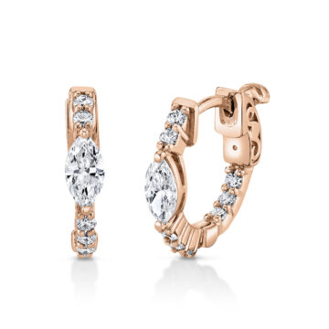 White Gold Marquise Diamond Hoop Earrings