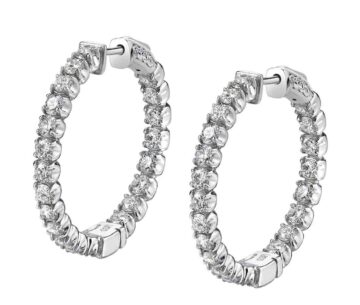 White Gold Diamond Hoop Earrings - 25MM - 2.20 Carats