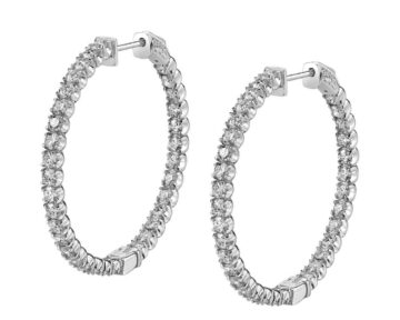 White Gold Diamond Hoop Earrings - 35MM - 3.60 Carats