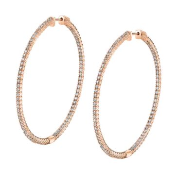 White Gold Thin Diamond Hoop Earrings