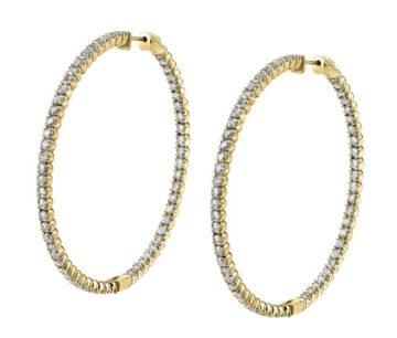 White Gold Thin Diamond Hoop Earrings - 50MM