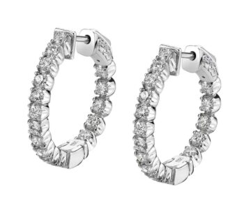 white gold thick diamond huggie earrings