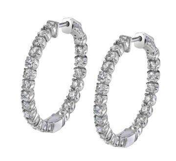 White Gold Diamond Hoop Earrings - 27MM