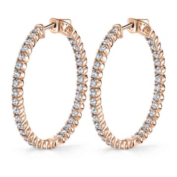 White Gold Large Diamond Hoop Earrings - 35MM