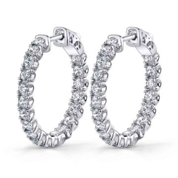 White Gold Thick Diamond Huggie Earrings - 25MM