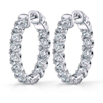 White Gold Extra Thick Diamond Huggie Earrings - 25MM