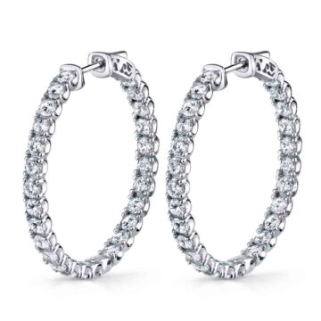 white gold diamond hoop earrings