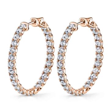 White Gold Diamond Hoop Earrings - 35MM