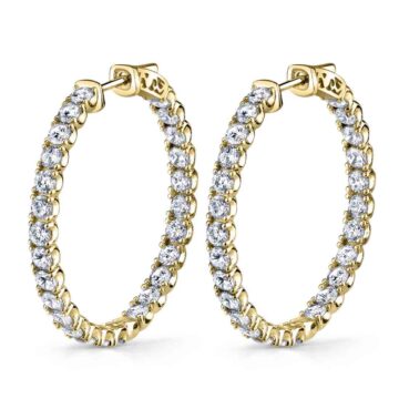 White Gold Diamond Hoop Earrings - 35MM