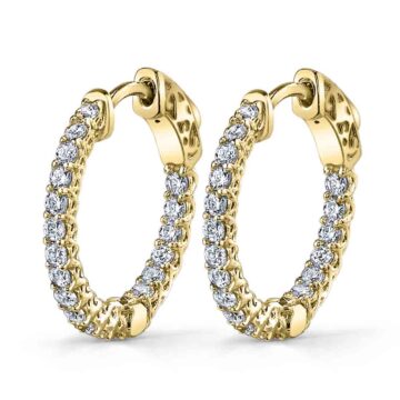 White Gold Diamond Hoop Earrings - 19MM