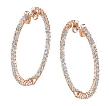 White Gold Diamond Hoop Earrings - 35MM