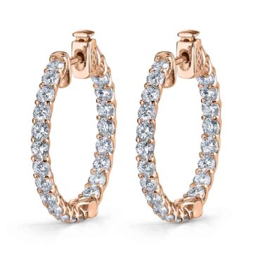 White Gold Thick Diamond Hoop Earrings - 25MM