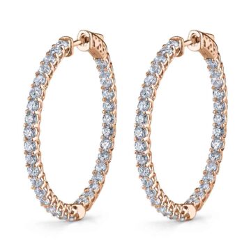 White Gold Thick Diamond Hoop Earrings - 35mm