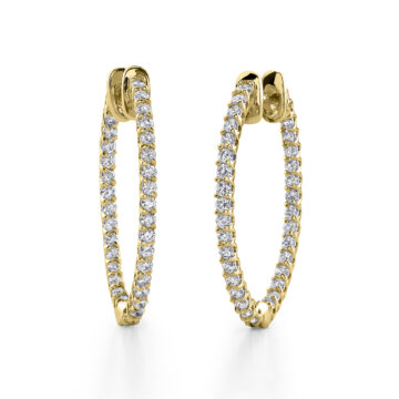 White Gold Oval Diamond Hoop Earrings - 22 x 30 mm