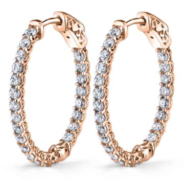 White Gold Oval Diamond Hoop Earrings - 25 x 30 mm