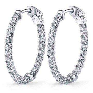 white gold oval diamond hoop earrings