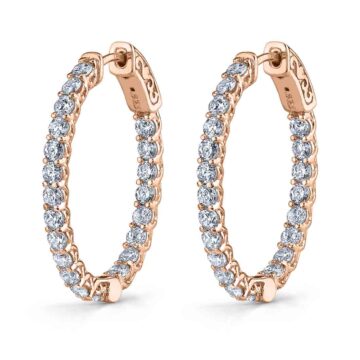 White Gold Oval Diamond Hoop Earrings - 25 X 30 MM