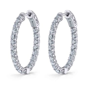 white gold oval diamond hoop earrings