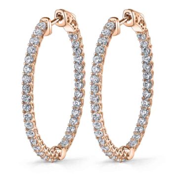 White Gold Oval Diamond Hoop Earrings - 32 X 40 MM