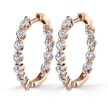 White Gold Single Prong Diamond Hoop Earrings