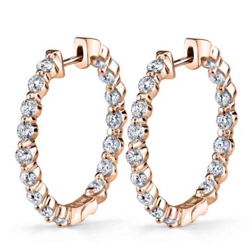 White Gold Single Prong Diamond Hoop Earrings