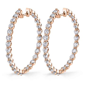 White Gold Single Prong Diamond Hoop Earrings