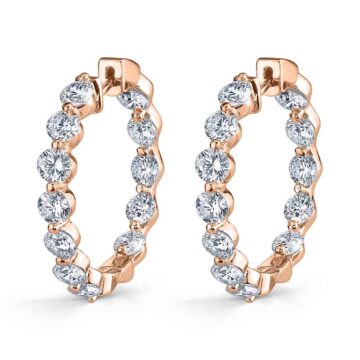 White Gold Single Prong Diamond Hoop Earrings