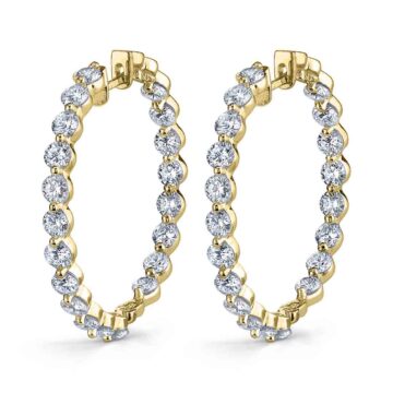 White Gold Single Prong Diamond Hoop Earrings