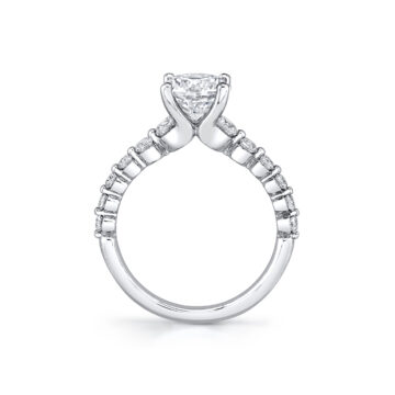 White Gold Round Cut Single Prong Engagement Ring - Clover