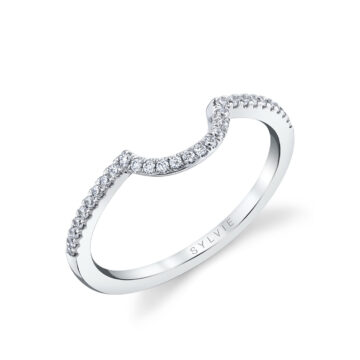 White Gold Curved Wedding Ring - Bristol