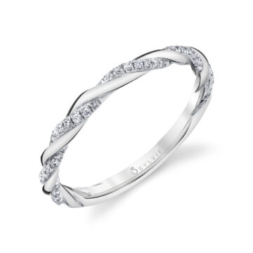 White Gold Diamond Spiral Wedding Ring - Carson