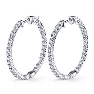 white gold classic pave diamond hoop earrings